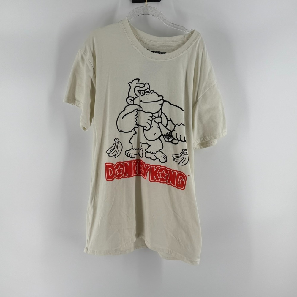 Nintendo‎ Donkey Kong Super Mario T Shirt Mens Small Cream Graphic Print Cotton